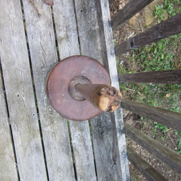Antique Wooden Butter Churn with Dasher Primitive Farmhouse Off Grid Metal Bands - Picture 6 of 15